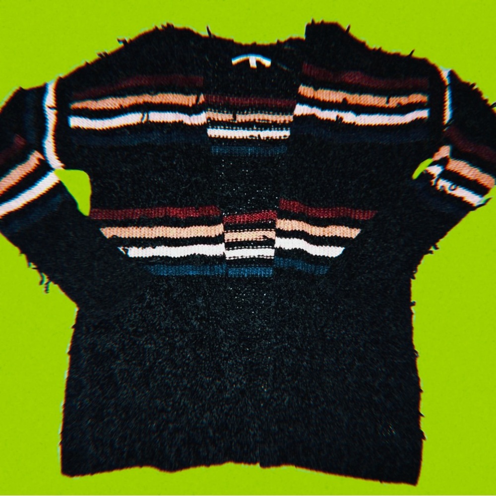 Pre-owned Women's Black/Brown Striped Angel Kiss Sweater (Size L)